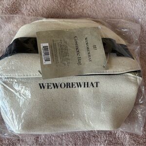 WeWoreWhat Cream and Black Canvas Cosmetic Bag NWT Never Opened
